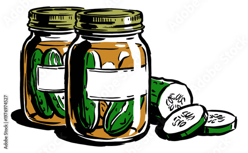 Pickle club design. Homemade preserves artwork. Garden fresh cucumber vintage t-shirt print, poster, sticker, and vector kitchen art.