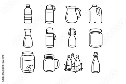 Image vector stopper pitcher insulated glass flask reusable mug generation bottle icon