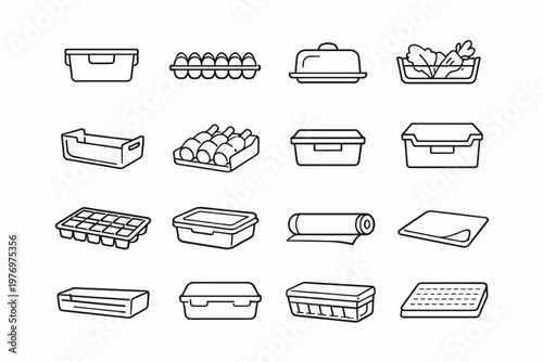 Simple cube vector icon stackable generation fridge bin drawer freezer leftovers image