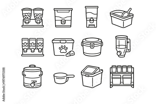 Simple bin storage dispenser scoop tank icon barrel food image generation container