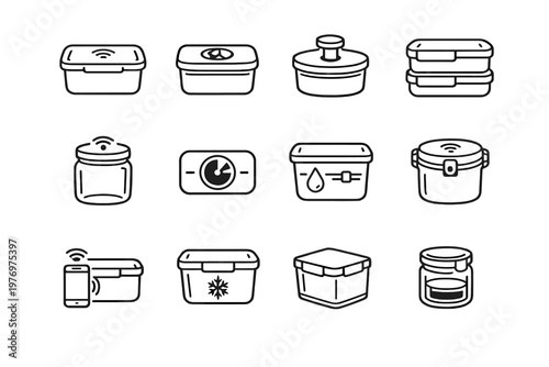 Box enabled freshness reusable image generation container icon simple lid smart labeled