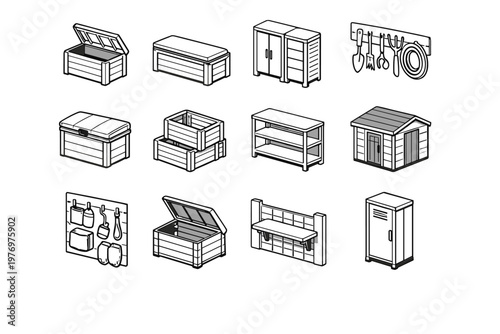Shelf icon generation simple chest image vector organizer hanging bench rack weatherproof
