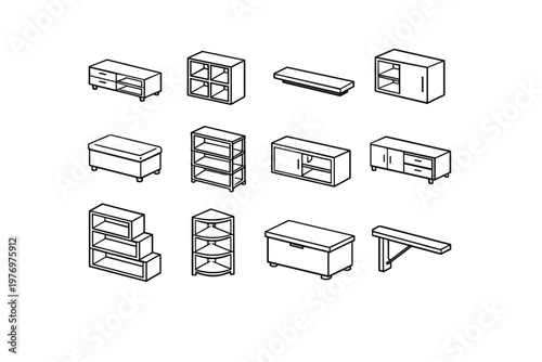 Icon vector display rack tv shelf simple modular corner generation support image