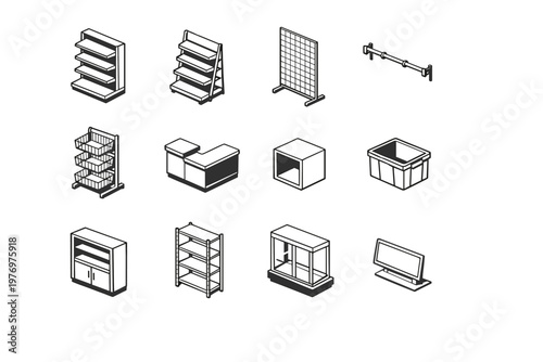 Simple vector hanger adjustable module product generation image icon retail tag rack