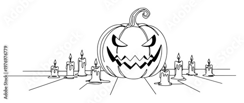 jack o lantern with candles spooky halloween illustration