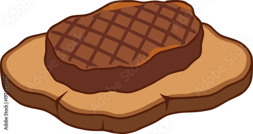 Grilled steak with rosemary illustration