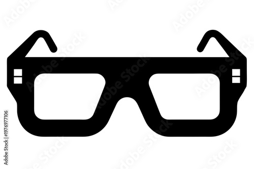 3d glasses icon, sunglasses silhouette art. 3d glasses black symbol
