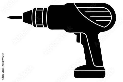 Electric drill machine icon vector, Drill silhouette vector, Electric drill  black symbol