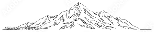 mountain peak with rocky slopes hand drawn sketch