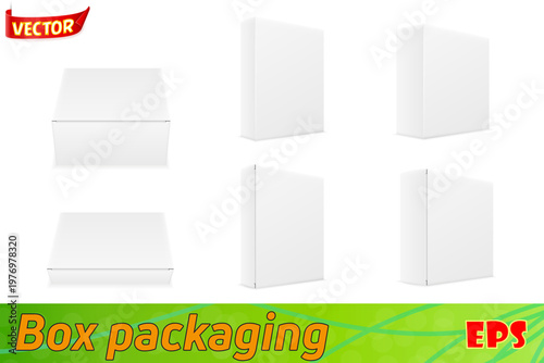 white paper carton box packing set icons vector illustration