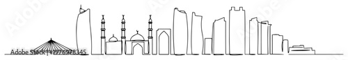 Fotografie doha skyline with modern skyscrapers and mosque vector