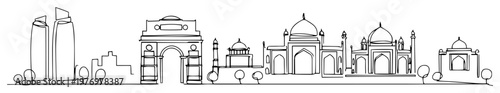 iconic monuments of india taj mahal line drawing