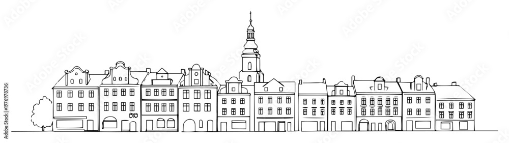 Fototapeta premium poznan poland old market square one continuous line drawing vector