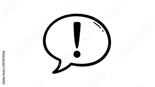 Handdrawn speech bubble with an exclamation mark, perfect for conveying important messages, alerts, or notifications in user interfaces, apps, and digital communication projects.