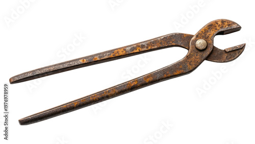 A rusty old wrench on a transparent background