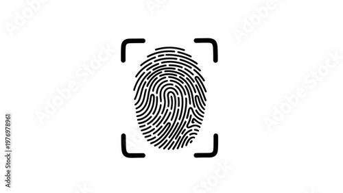 Clean fingerprint scan icon representing biometric security, personal identification, and secure access control. Ideal for technology and privacy concepts.