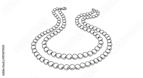 Timeless monochrome drawing of a twostrand pearl necklace, an ideal visual for classic elegance and sophisticated accessory promotions.