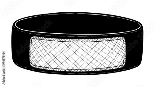 Hand drawn black ice hockey puck sketch, perfect for sports enthusiasts, athletic merchandise, game development, and themed graphic designs.