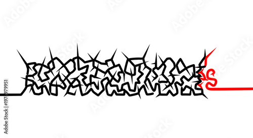 Abstract graphic symbolizing a journey from difficulty to ease, showcasing a line transforming from thorny and complex to smooth and simple.