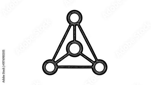 Abstract handdrawn geometric diagram with linked circles and lines, perfect for conceptualizing networks, structures, or interconnected ideas in presentations and educational content.