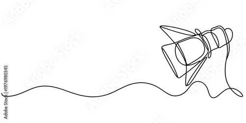 Abstract continuous line artwork featuring a studio light, suitable for media, production, and modern design projects.