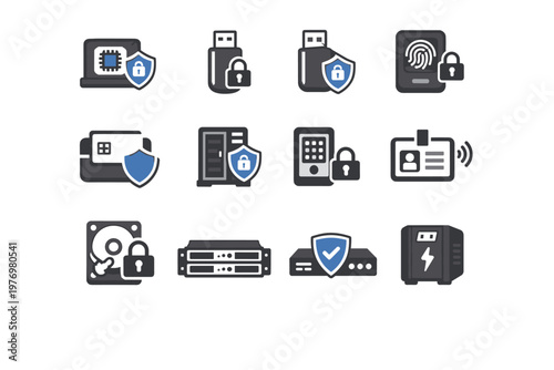Usb simple generation secure reader image icon scanner disk server vector access