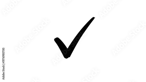Handdrawn style black checkmark symbol on white, representing approval, correctness, or completion. Ideal for UI, forms, and status indicators.