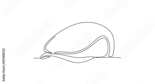 Minimalist single line drawing of a flat cap, representing classic menswear and fashion trends, ideal for modern graphic design and apparel marketing.