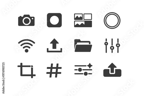 Filter icon vector video crop upload image media simple draft signal live