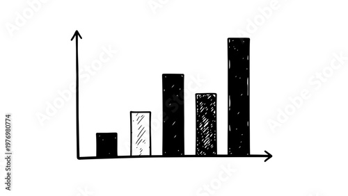 Handdrawn bar graph for visualizing statistical data. Perfect for business reports, educational resources, and simple visual communication in a sketch style.
