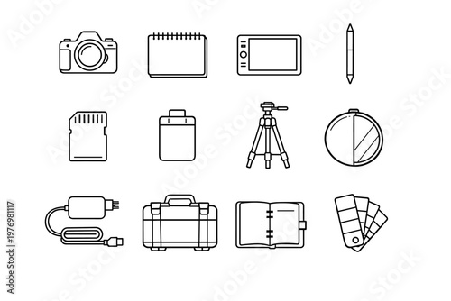 Notebook memory book generation simple drive image planner vector icon sketchbook camera
