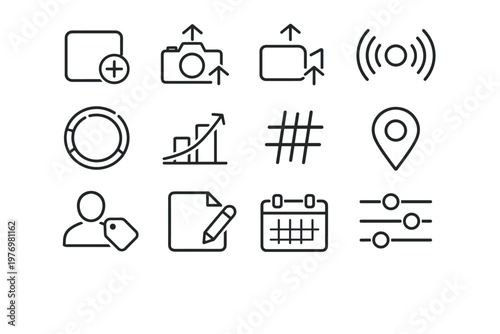 Simple signal add upload poll live generation location tag icon image vector