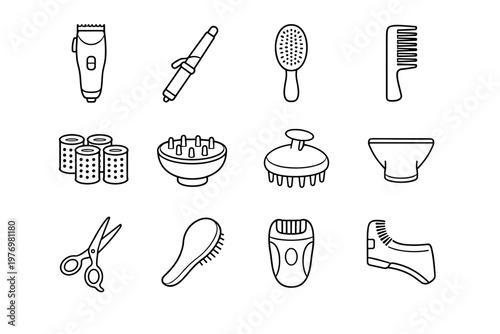 Generation electric image icon roller vector hair dryer tool simple shaping scalp