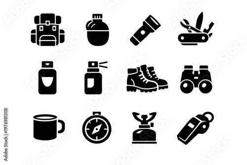 Icon portable generation map vector burner pair repellent insect image simple canteen