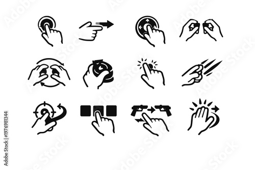 Generation pinch simple dodge swipe attack charge camera drag icon vector tap