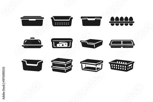 Image vector storage simple door box container refrigerator transparent icon generation crisper