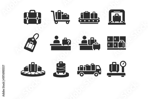 Image belt machine generation device vector truck suitcase icon simple baggage carousel