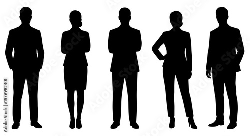Business people silhouettes, professional team set, corporate group vector