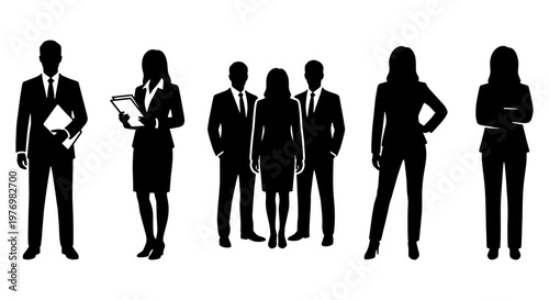 Business people silhouettes, professional office team, corporate group vector