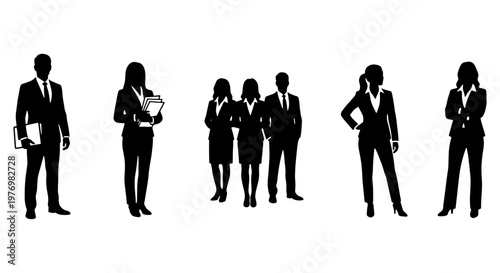 Business people silhouettes, professional office team, corporate group vector