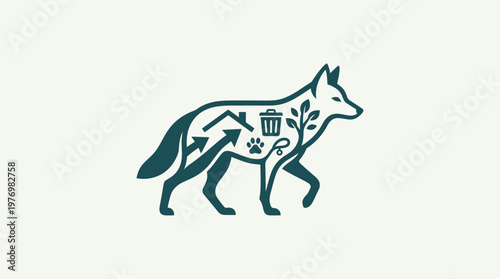 Eco-Friendly Fox Logo with Environmental Icons