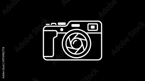 Minimalist Camera Icon on Black Background