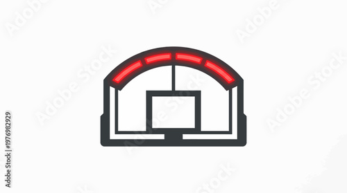 Minimalistic Basketball Backboard with Red Illuminated Rim