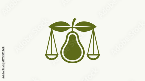 Pear and Scales Logo against Light Background