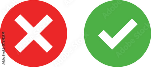 Red cross and green checkmark icons representing the concepts of incorrect and correct options Vector