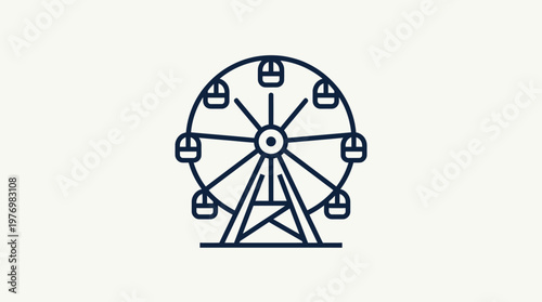 Minimalist Ferris Wheel Icon on Cream Background
