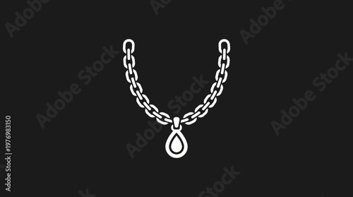 Elegant Necklace with Teardrop Pendant on Black Background
