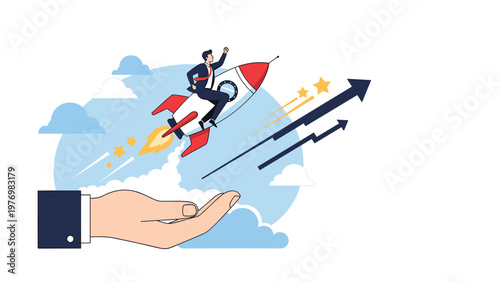 Small tropical island with golden sand, green palm trees, and a red deck chair in blue ocean for vacation, relaxation, and travel theme background.