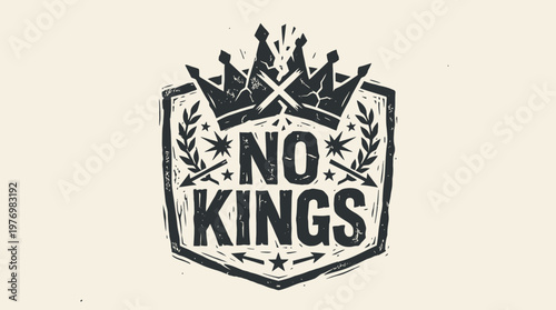 No Kings Emblem with Crown and Shield Design