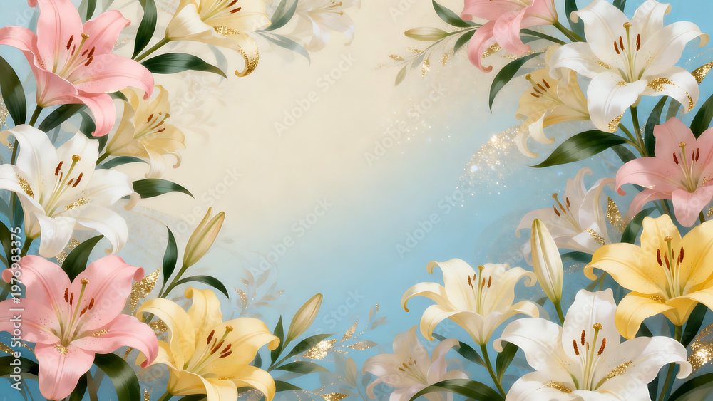 Obraz premium watercolor background with flowers